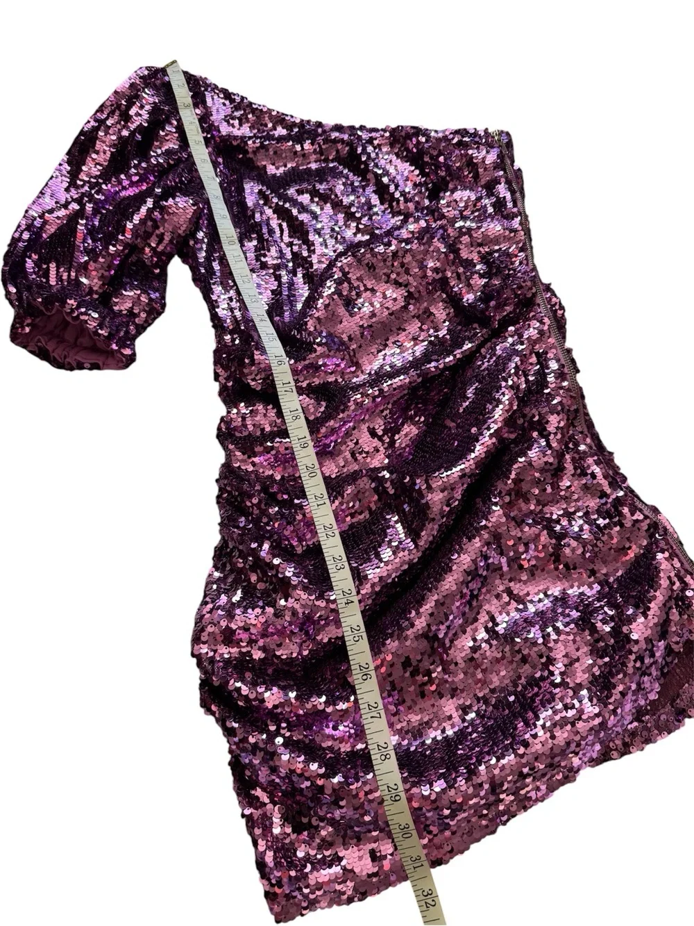 For Love & Lemons Madeleine Purple Sequin One Shoulder Mini Dress XS - Picture 10 of 10